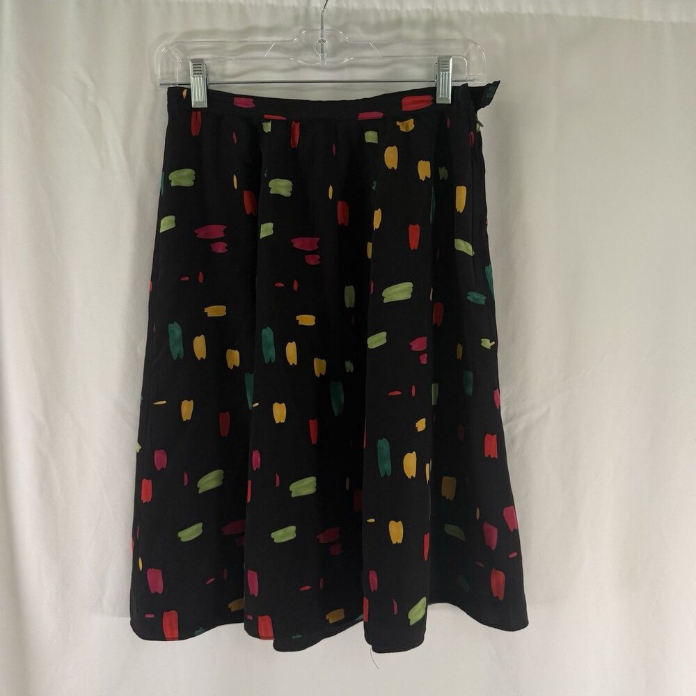 Unbranded 100% Silk Skirt Women's 4 Black Side Zip Knee Length Hook Eye